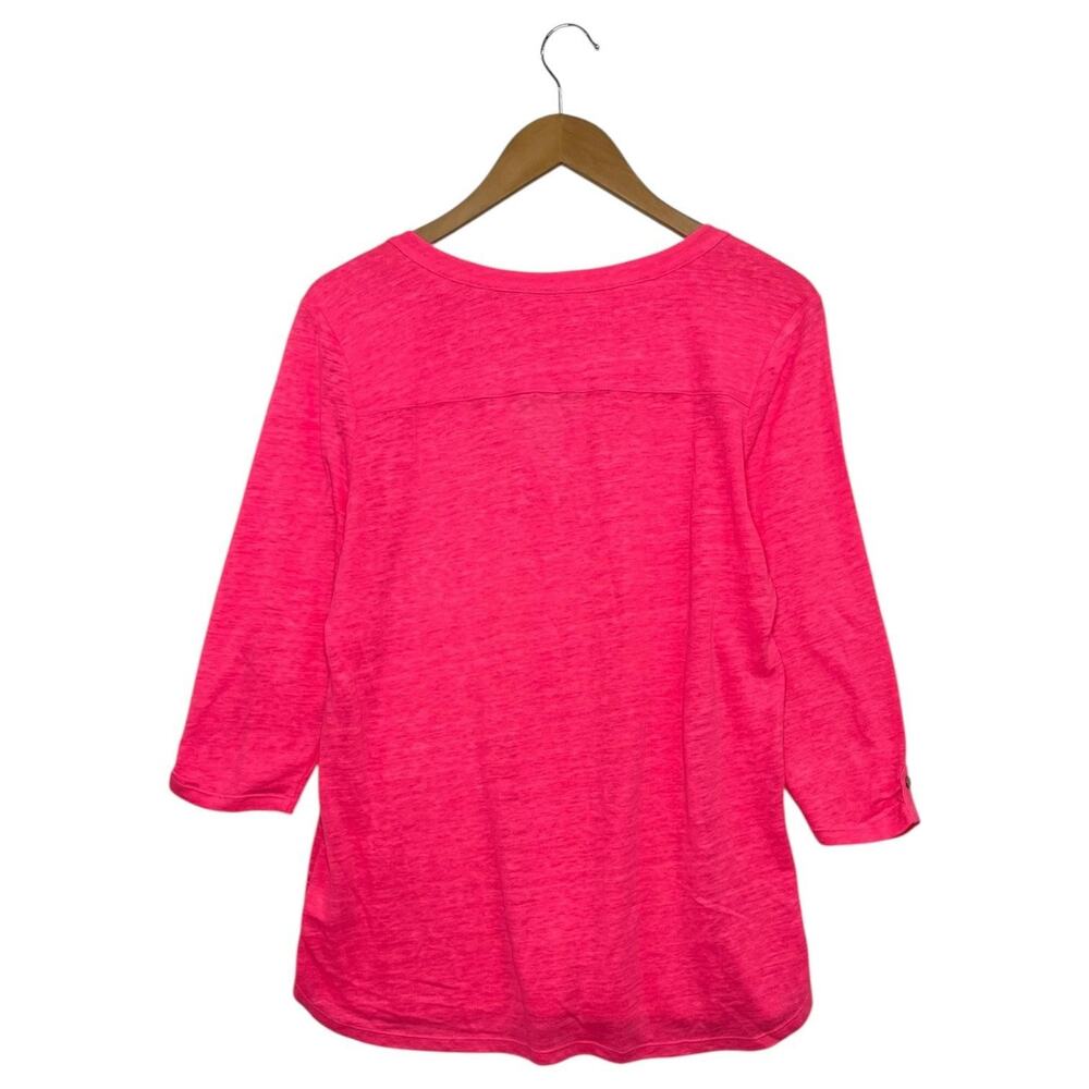 Lilly Pulitzer Shirt Womens Large Linen V Neck Henley Button Lightweight Beach - Picture 2 of 13